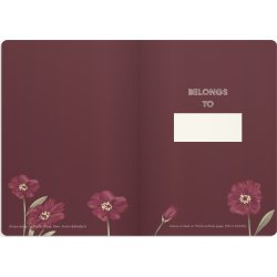 Burde Deluxe Notesbog | A5 | Linj. | Burg. flowers