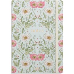 Burde Deluxe Notesbog, A5, linjeret, blue flower