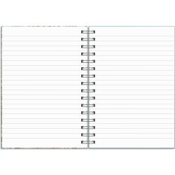 Burde Notesbog, A5, linjeret, blue/green flowers