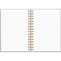 Burde Notesbog, A5, linjeret, burgundy flowers