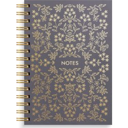 Burde Notesbog, A5, linjeret, black flower