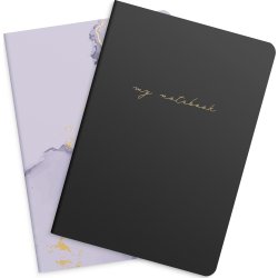 Burde Noteshæfte, 14x21 cm, 2-pk, lilac & black