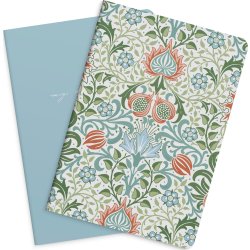 Burde Noteshæfte, 14x21 cm, 2-pk, blue & flower