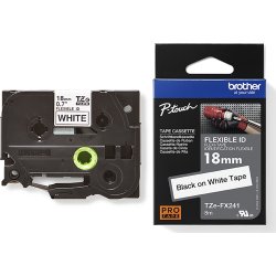 Brother TZe-FX241 labeltape 18mm, sort på hvid