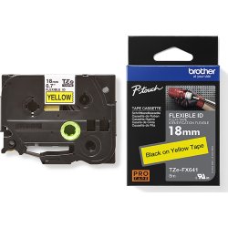 Brother TZe-FX641 labeltape 18mm, sort på gul