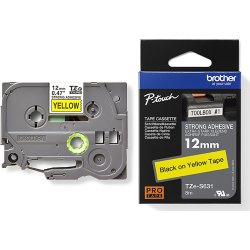 Brother TZe-S631 labeltape 12mm, sort på gul