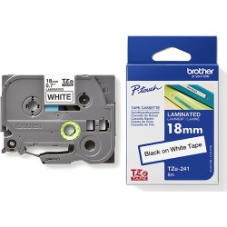 Brother TZe-241 labeltape 18mm, sort på hvid