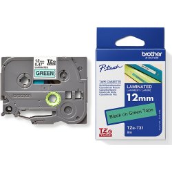 Brother TZe-731 labeltape 12mm, sort på grøn