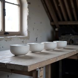 Steinverk Skåle 14 cm, hvid, 4 stk