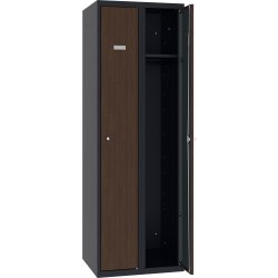 Proff garderobeskab,2x1,Plan,H.lås,Antracit/teak