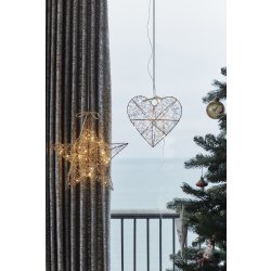 Sirius Lily Hjerte M. LED, H30cm, guld