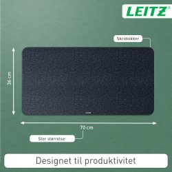 Leitz Skriveunderlag | Filt | 36x70 cm | Mørkegrå