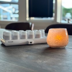 Securit® LUNA grå glasstage m/hvid LED, 12 stk