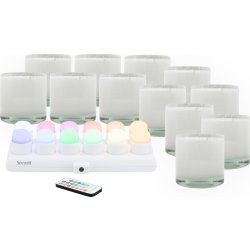 Securit® AYLA hvid glasstage m/farve LED, 12 stk