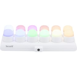 Securit® LUNA hvid glasstage m/farve LED, 12 stk