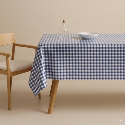 Voksdug blå/hvid ternet, 140 cm, 5 meter