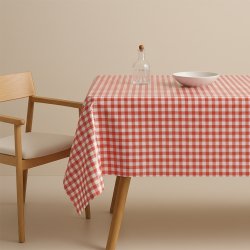 Voksdug rød/hvid ternet, 140 cm, 5 meter