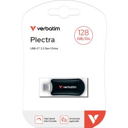 VERBATIM Plectra USB-C Flash Drive, sort, 128GB