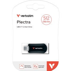 VERBATIM Plectra USB-C Flash Drive, sort - 512GB