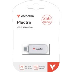VERBATIM Plectra USB-C Flash Drive, Hvid - 256GB