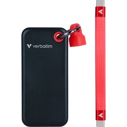 VERBATIM USB 3.2 Gen 2 1TB, SSD, Sort/Rød