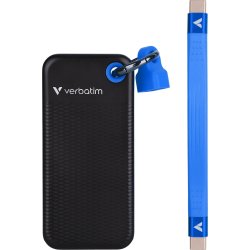 VERBATIM USB 3.2 Gen 2 2TB, SSD, Sort/blå
