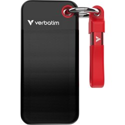 VERBATIM USB 3.2 Gen 2 2TB, SSD, Sort/Rød