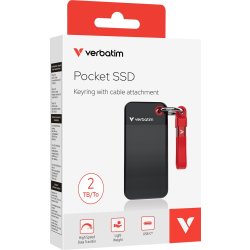 VERBATIM USB 3.2 Gen 2 2TB, SSD, Sort/Rød