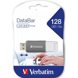 Verbatim USB-Nøgle, DataBar USB 2.0, 128GB, Grå