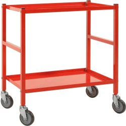 Rullevogn, 2 hylder, 670x415x760, 150 kg, Rød
