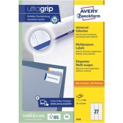 Avery 3459 universaletiketter, 70x32 mm, 2700 stk
