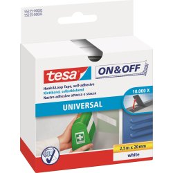 tesa on & off Kardborrband | 20mm x 2,5m | Vit