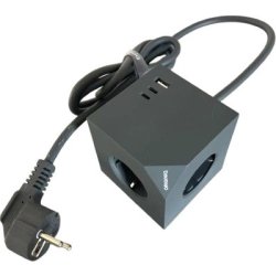 MicroConnect Forlængerledning, 3-stik, USB, 1,5 m