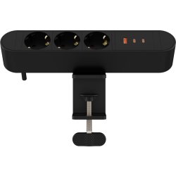 MicroConnect stikdåse, 3-stik, USB, 1,8 m