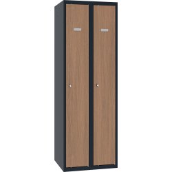 Proff garderobeskab,2x1,Plan,H.lås,Antracit/valnød