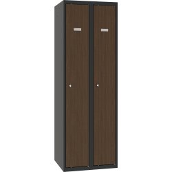 Proff garderobeskab,2x1,Plan,H.lås,Antracit/teak