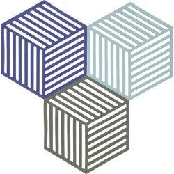 Zone Hexagon Bordskåner, 3 stk. blå, grøn & grå