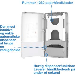 Tork H5 Automatisk Dispenser Håndklædeark, hvid