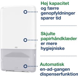 Tork H5 Automatisk Dispenser Håndklædeark, hvid