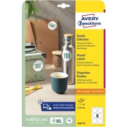 Avery runde produktetiketter | Ø 80 mm | 60 stk.