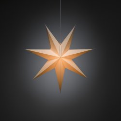 Papirstjerne, hængende, 7 spidser, Ø60 cm, hvid