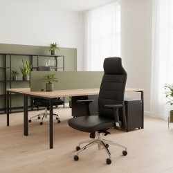 Kingston kontorstol, sort kunstlæder inkl. armlæn