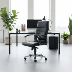 Melfi kontorstol, sort læder inkl. armlæn
