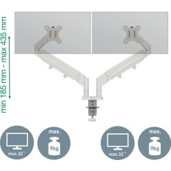Leitz Ergo pladsbesparende dual monitor arm, grå