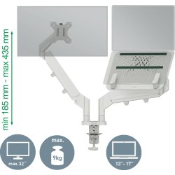 Leitz Ergo dual monitor arm & laptop arm, grå