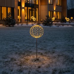 LED lyskugle på spyd, H75 cm