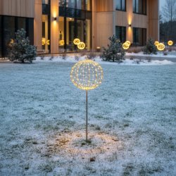 LED lyskugle på spyd, H75 cm