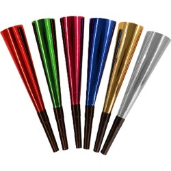 Nytårshorn, 6 stk, 6 farver