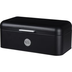 Brødkasse, sort, metal, 42x22x16 cm.