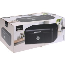 Brødkasse, sort, metal, 42x22x16 cm.